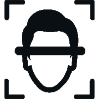Icon in the shape of a head and a focus frame around it.