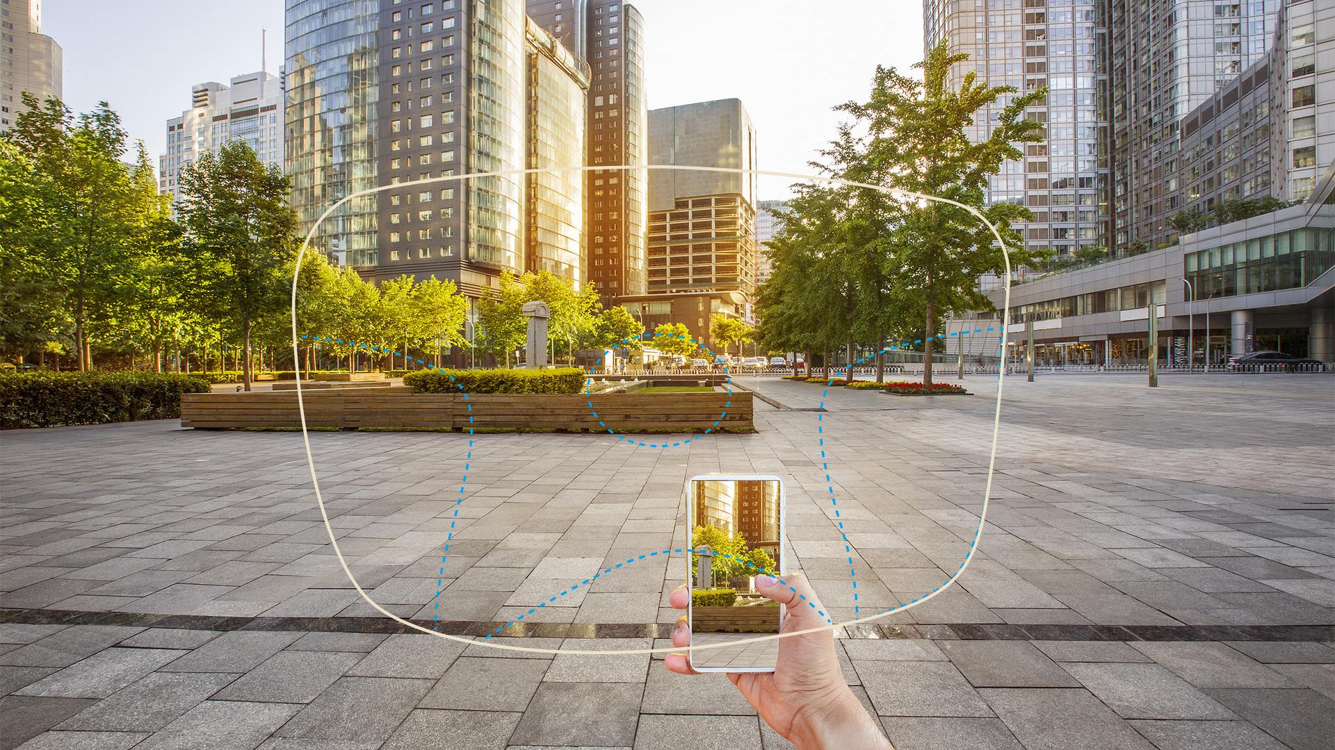 Visualisation of a traditional lens. The image shows the view through the lenses. 