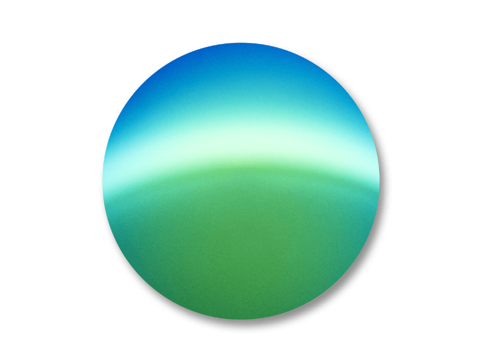 蔡司 DuraVision Mirror 綠色，頂部有漸變藍色。